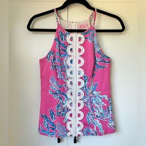 Lilly Pulitzer Pink and Blue Coral Print Tank Top
